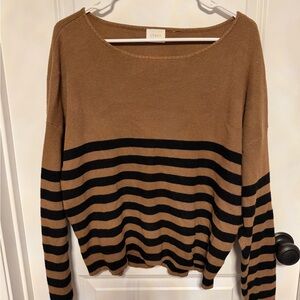 Cyrus Women's Tan and Black Striped Sweater